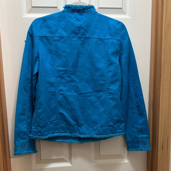 Chico's Vibrant Blue Embroidered Jean Jacket - Picture 2 of 6